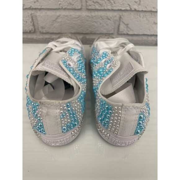 Converse Unisex Faux Pearl & Rhinestone Custom Sneakers Size M 6 / W 8 - Picture 5 of 11